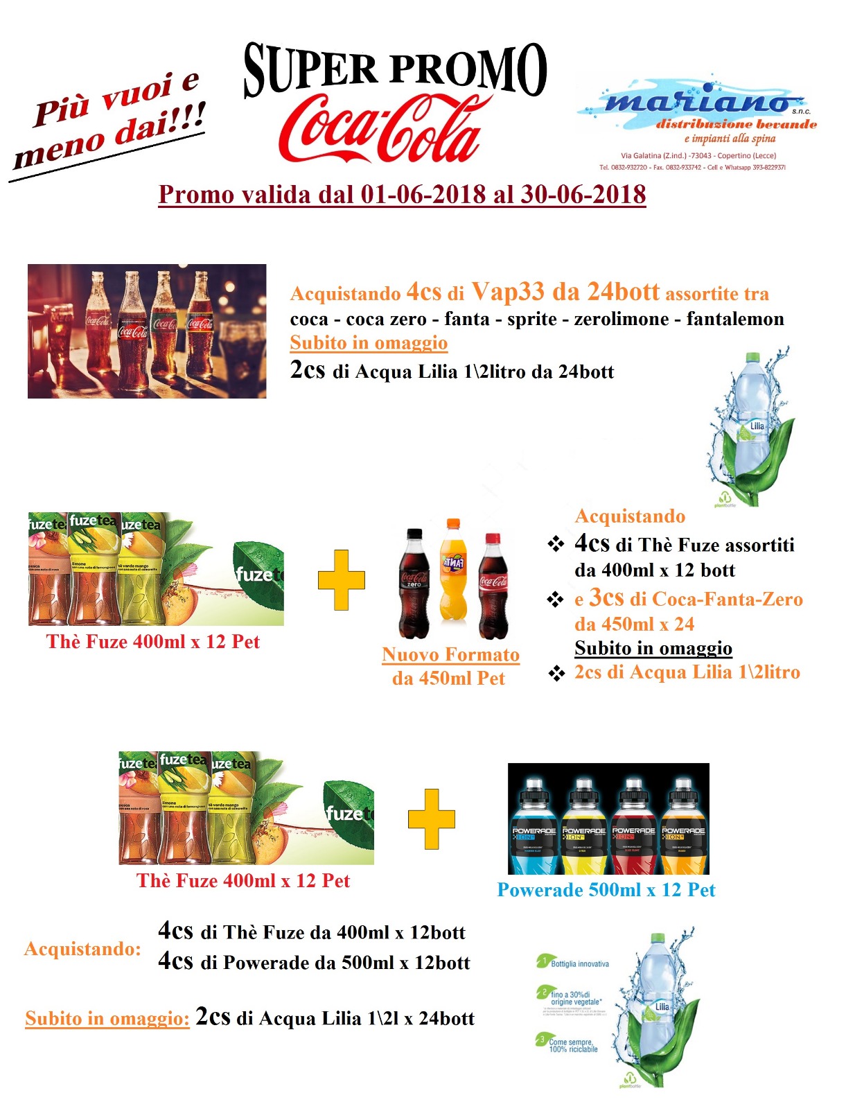 coca cola e acqua lilia